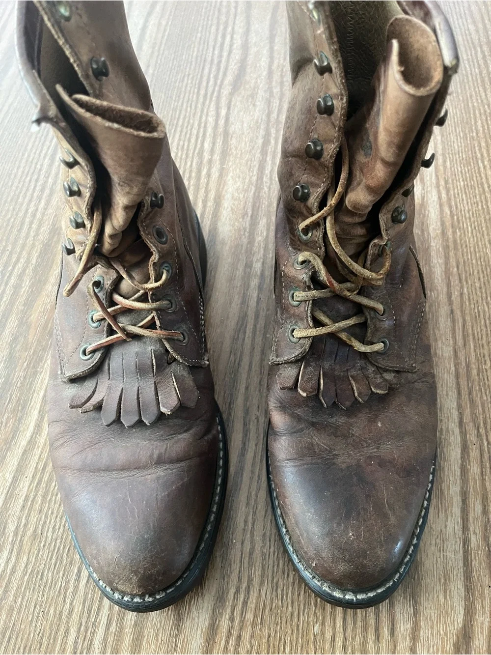 Justin Boots 0575 Men’s Brown Leather Lace-Up Workwear Boots size 8D